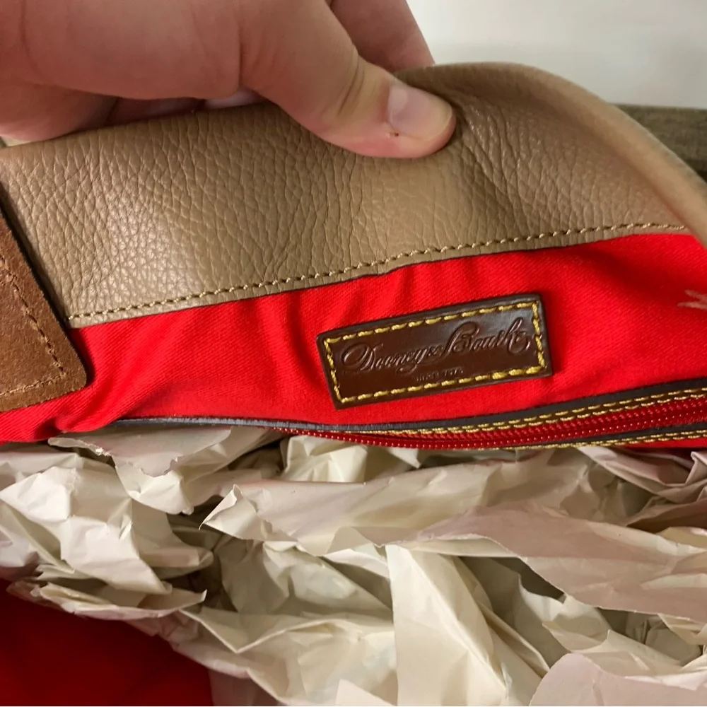 Dooney & Bourke Brown Leather Tote with Gold Accents